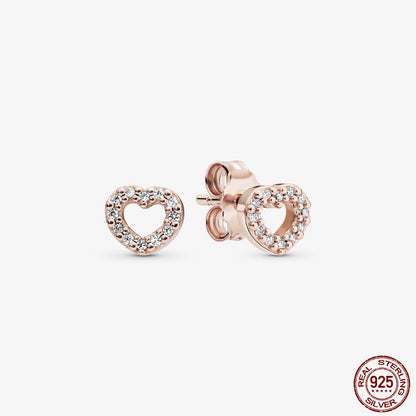 Authentic 925 Sterling Silver Heart Hoop Earring Sparkling Original Earring Women Gift