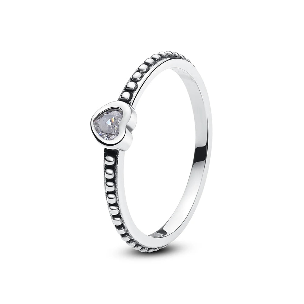 925 Sterling Silver Rings For Women Original Crown Love Heart Wishbone Engagement Wedding Rose Gold Crystal Ring Luxury Jewelry