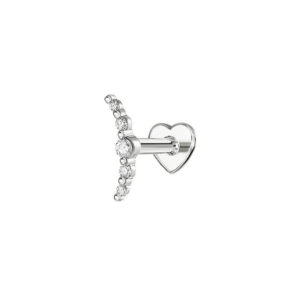 AIDE Heart Round Ball Flat Helix Piercing Earring 925 Sterling Silver Ear Studs Geometric Zircon Exquisite Trinket Studs Aretes