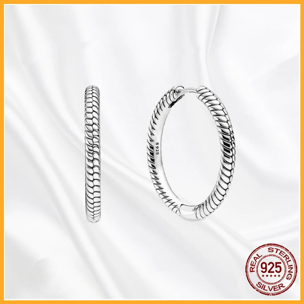 Authentic 925 Sterling Silver Heart Hoop Earring Sparkling Original Earring Women Gift