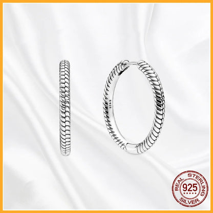 Authentic 925 Sterling Silver Heart Hoop Earring Sparkling Original Earring Women Gift