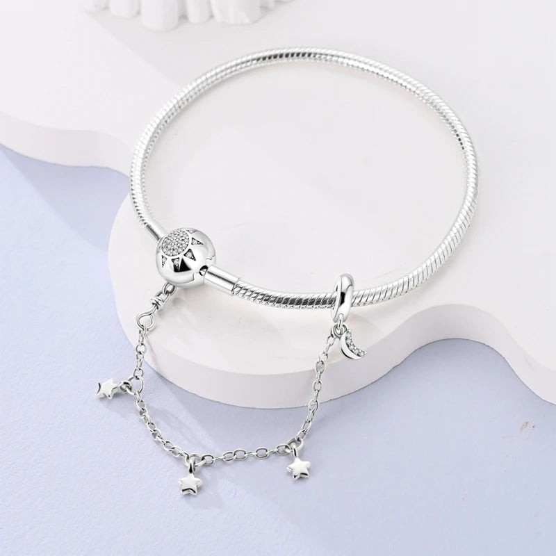 925 Sterling Silver Bracelets 17-20CM Original Leaf Clover Butterfly Heart Bracelet Fit DIY Charms Beads Fashion Women Jewelry