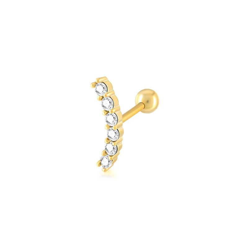 AIDE Heart Round Ball Flat Helix Piercing Earring 925 Sterling Silver Ear Studs Geometric Zircon Exquisite Trinket Studs Aretes