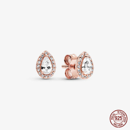 Authentic 925 Sterling Silver Heart Hoop Earring Sparkling Original Earring Women Gift