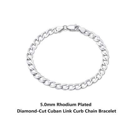 18K Gold Over 925 Sterling Silver 3mm Italian Cuban Chain Bracelet for Women Men Trendy Silver Bracelet Jewelry SB123