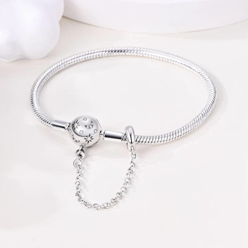 925 Sterling Silver Bracelets 17-20CM Original Leaf Clover Butterfly Heart Bracelet Fit DIY Charms Beads Fashion Women Jewelry