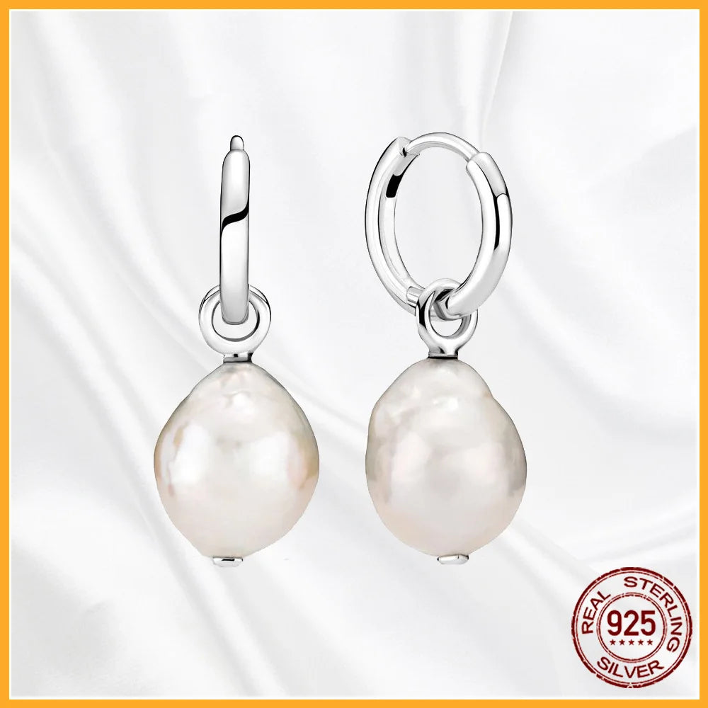 Authentic 925 Sterling Silver Heart Hoop Earring Sparkling Original Earring Women Gift