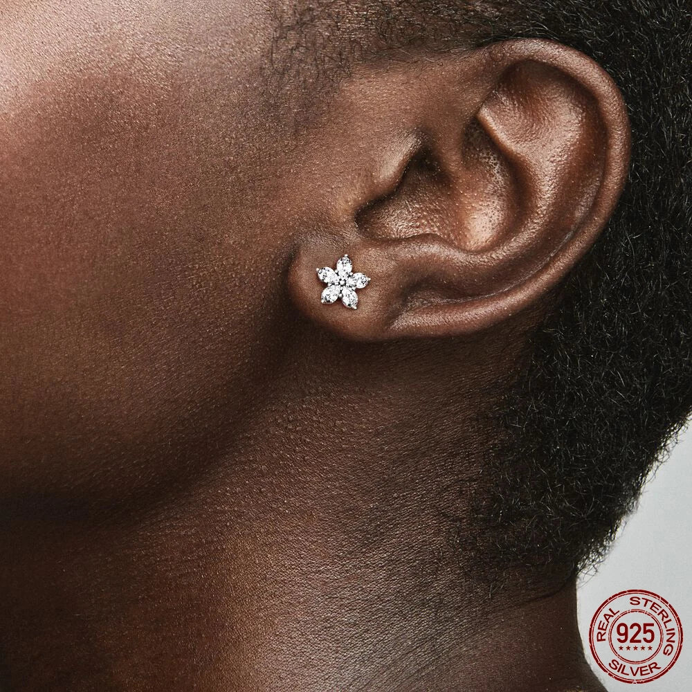 Authentic 925 Sterling Silver Heart Hoop Earring Sparkling Original Earring Women Gift