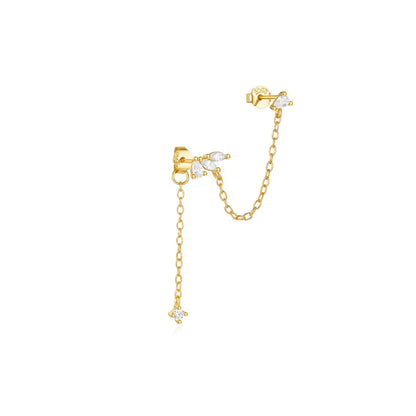 1PC Four Pointed Star Moon Tassel Lotus Cartilage Spiral Puncture 925 Sterling Silver Stud Earrings For Women