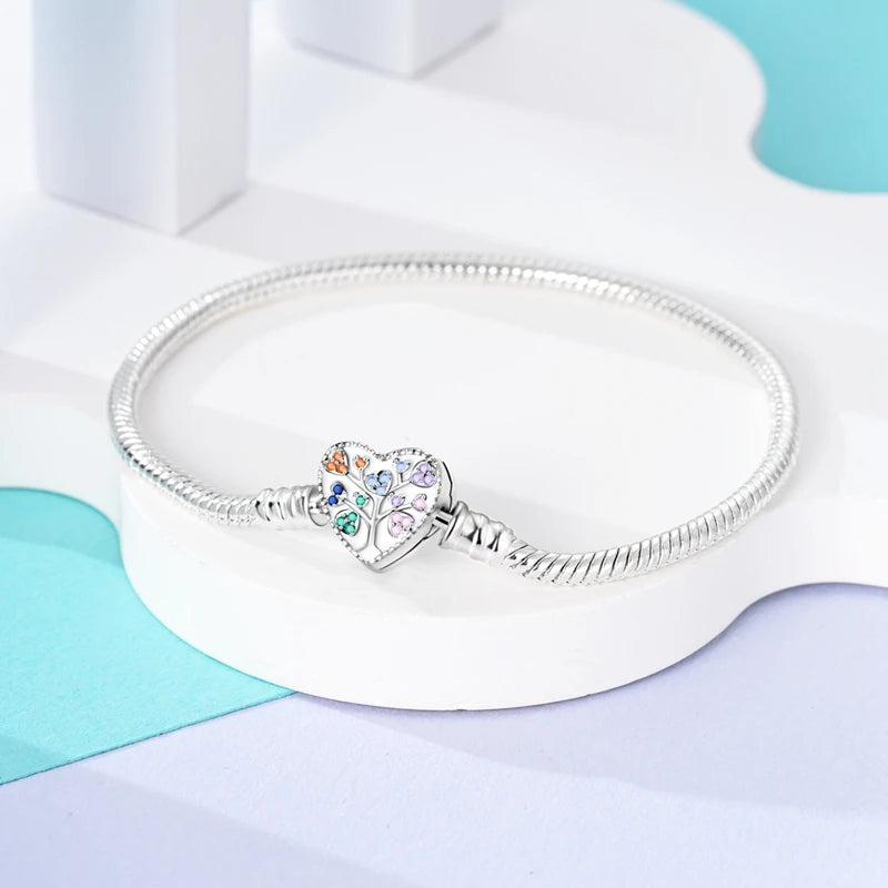 925 Sterling Silver Bracelets 17-20CM Original Leaf Clover Butterfly Heart Bracelet Fit DIY Charms Beads Fashion Women Jewelry