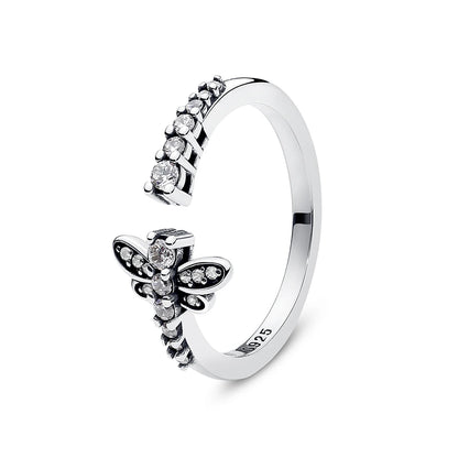 925 Sterling Silver Rings For Women Original Crown Love Heart Wishbone Engagement Wedding Rose Gold Crystal Ring Luxury Jewelry