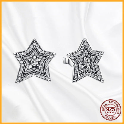 Authentic 925 Sterling Silver Heart Hoop Earring Sparkling Original Earring Women Gift