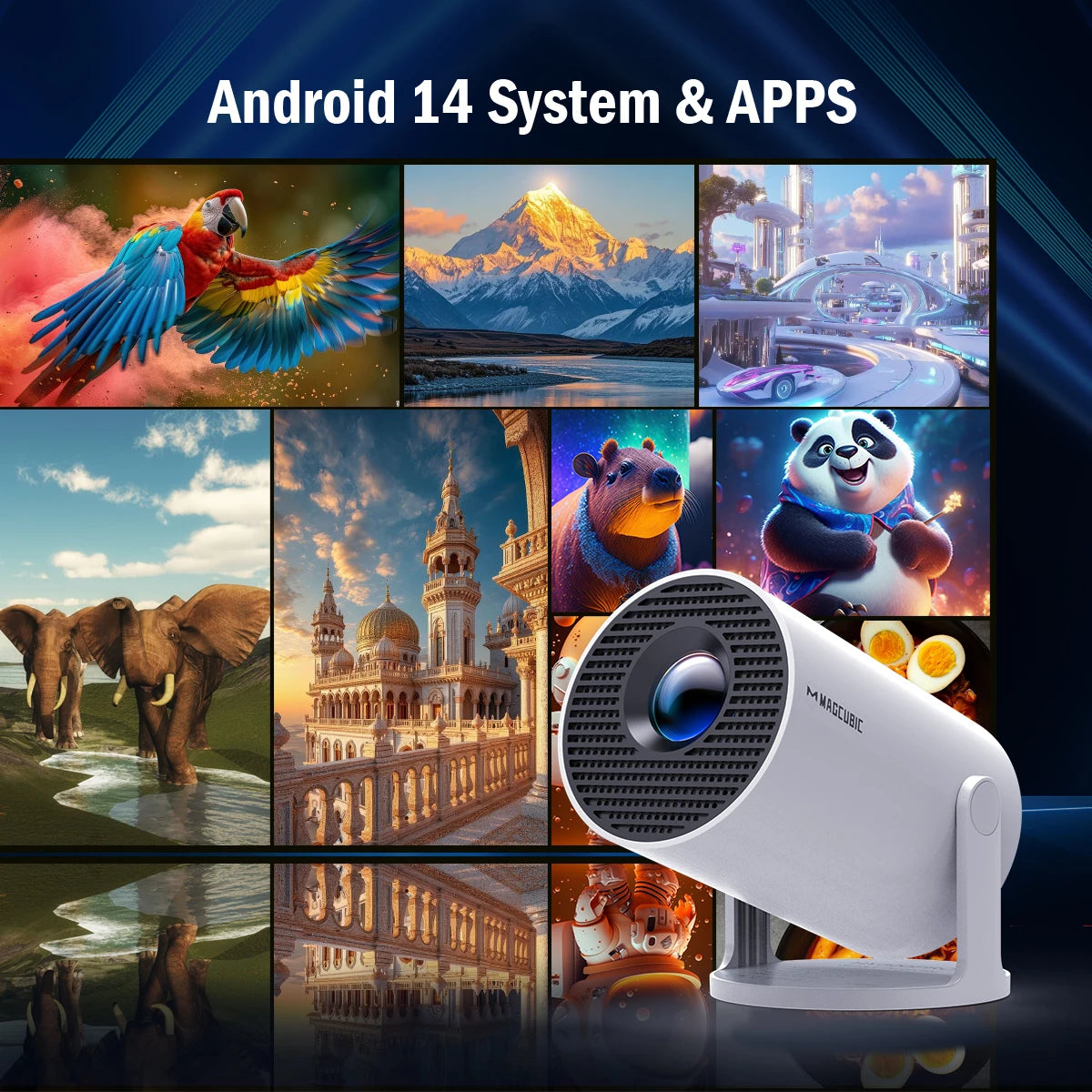 Projector HY300 PRO 8K Android 14 Dual Wifi6 290ANSI 1080P 1280*720P Home Cinema Projetor