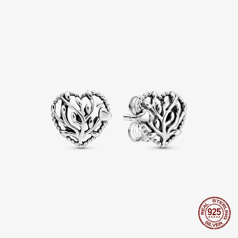 Authentic 925 Sterling Silver Heart Hoop Earring Sparkling Original Earring Women Gift