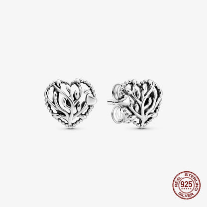 Authentic 925 Sterling Silver Heart Hoop Earring Sparkling Original Earring Women Gift