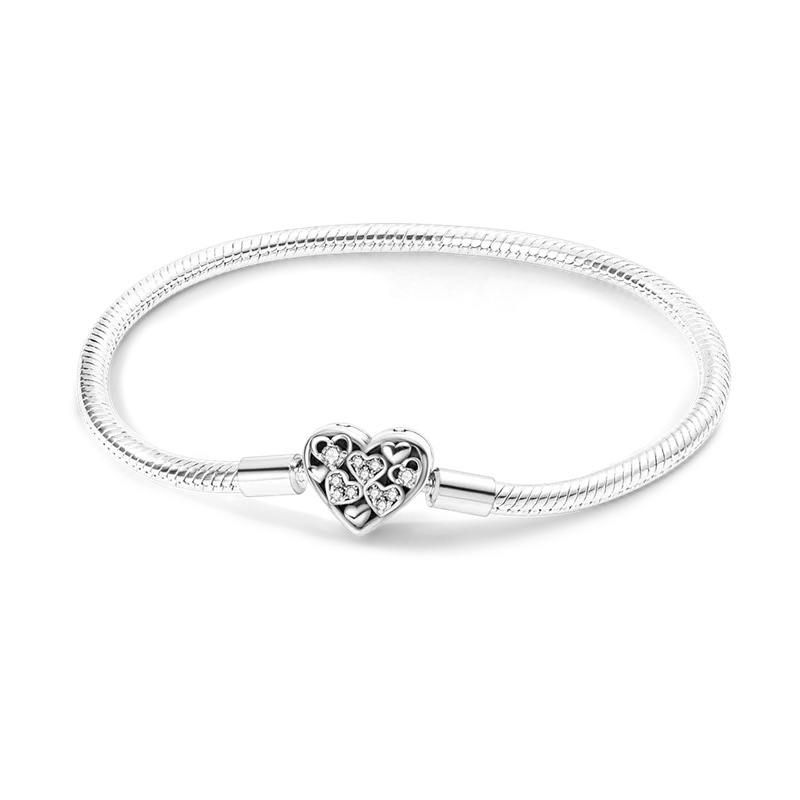 925 Sterling Silver Bracelets 17-20CM Original Leaf Clover Butterfly Heart Bracelet Fit DIY Charms Beads Fashion Women Jewelry