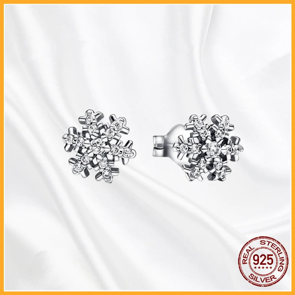 Authentic 925 Sterling Silver Heart Hoop Earring Sparkling Original Earring Women Gift