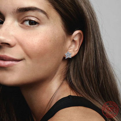 Authentic 925 Sterling Silver Heart Hoop Earring Sparkling Original Earring Women Gift