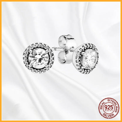 Authentic 925 Sterling Silver Heart Hoop Earring Sparkling Original Earring Women Gift