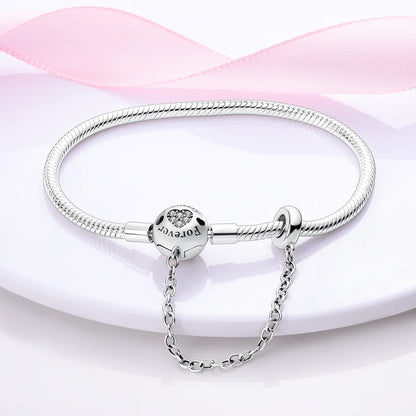 925 Sterling Silver Bracelets 17-20CM Original Leaf Clover Butterfly Heart Bracelet Fit DIY Charms Beads Fashion Women Jewelry