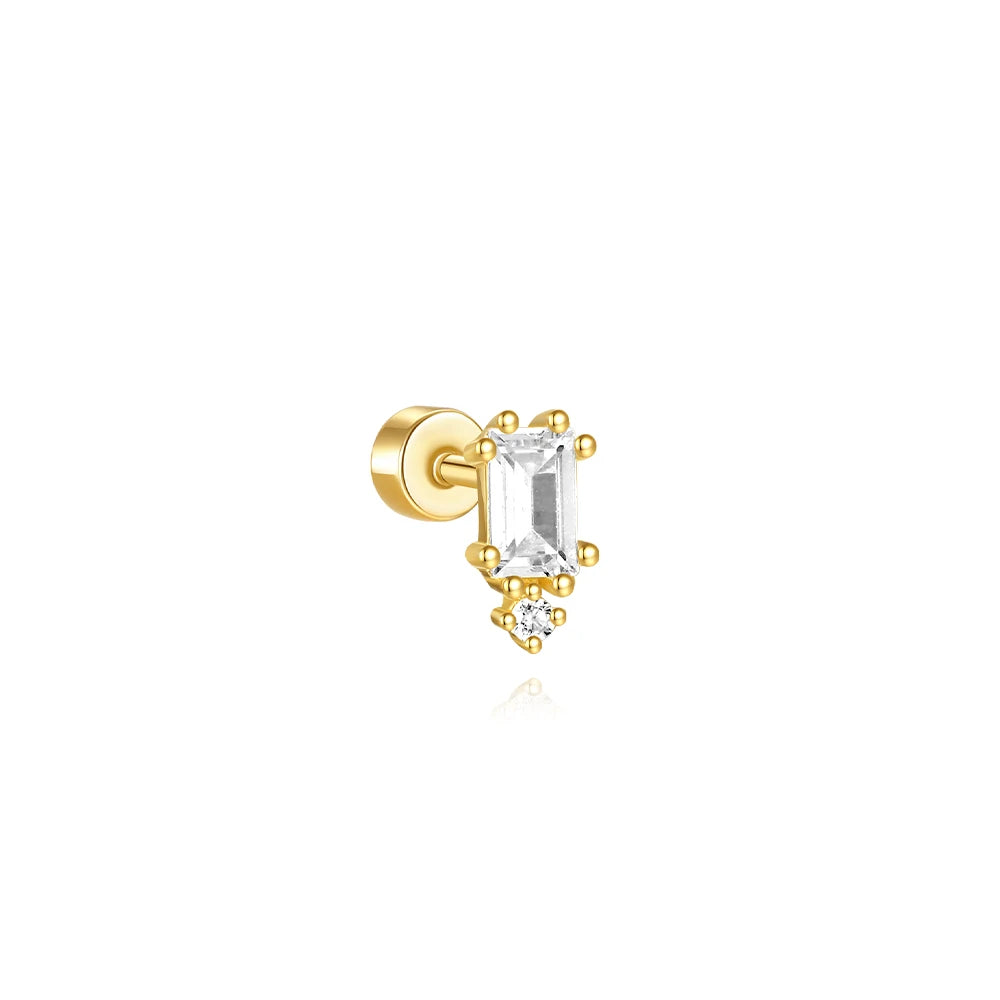 AIDE Heart Round Ball Flat Helix Piercing Earring 925 Sterling Silver Ear Studs Geometric Zircon Exquisite Trinket Studs Aretes