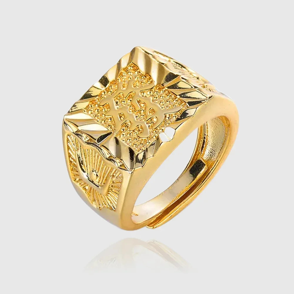 18K Gold Ring for Men Anillos Mujer Rock Gemstone Genuine 18 K Gold Jewelry Anillos De Hiphop Origin Rings Box Bizuteria