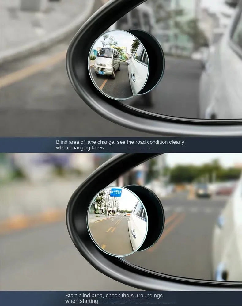 Car Blind Spot Rear View Mirror Wide Angle 360 Degree Adjustable Small Round Mirror Car Reverse Auxiliary Rearview Convex Mirror