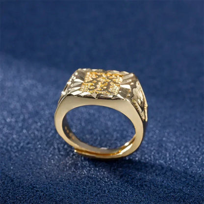 18K Gold Ring for Men Anillos Mujer Rock Gemstone Genuine 18 K Gold Jewelry Anillos De Hiphop Origin Rings Box Bizuteria