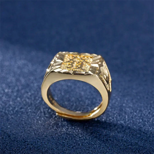 18K Gold Ring for Men Anillos Mujer Rock Gemstone Genuine 18 K Gold Jewelry Anillos De Hiphop Origin Rings Box Bizuteria