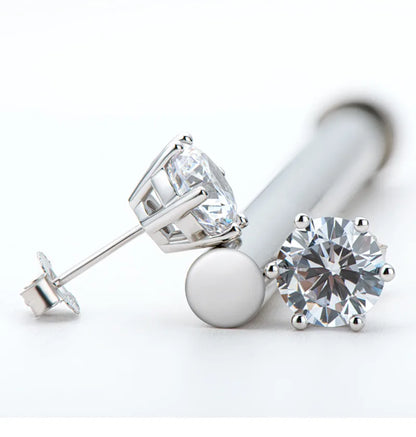 0.5-2ct Moissanite Diamond Stud Earrings 18K Yellow Gold Plated 925 Silver Wedding Earring for Women Men Luxury Jewelry with GRA