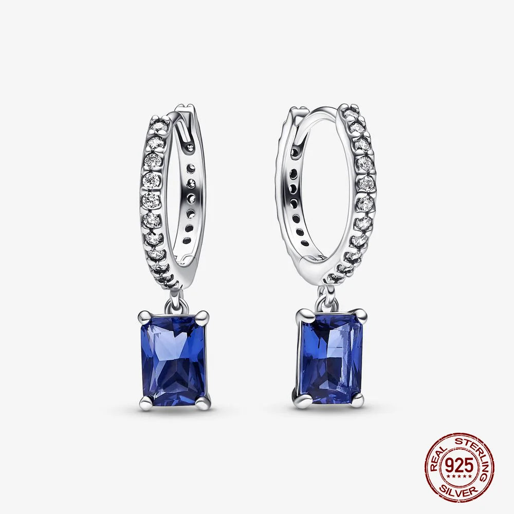 Authentic 925 Sterling Silver Heart Hoop Earring Sparkling Original Earring Women Gift