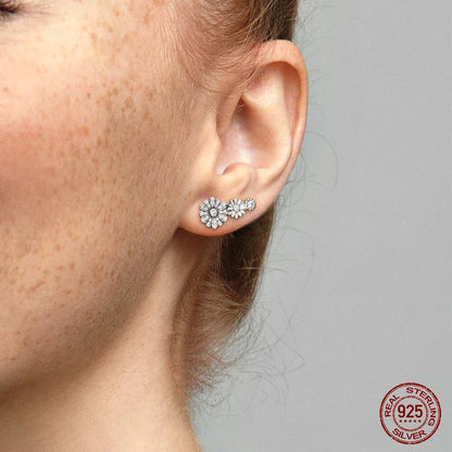 Authentic 925 Sterling Silver Heart Hoop Earring Sparkling Original Earring Women Gift